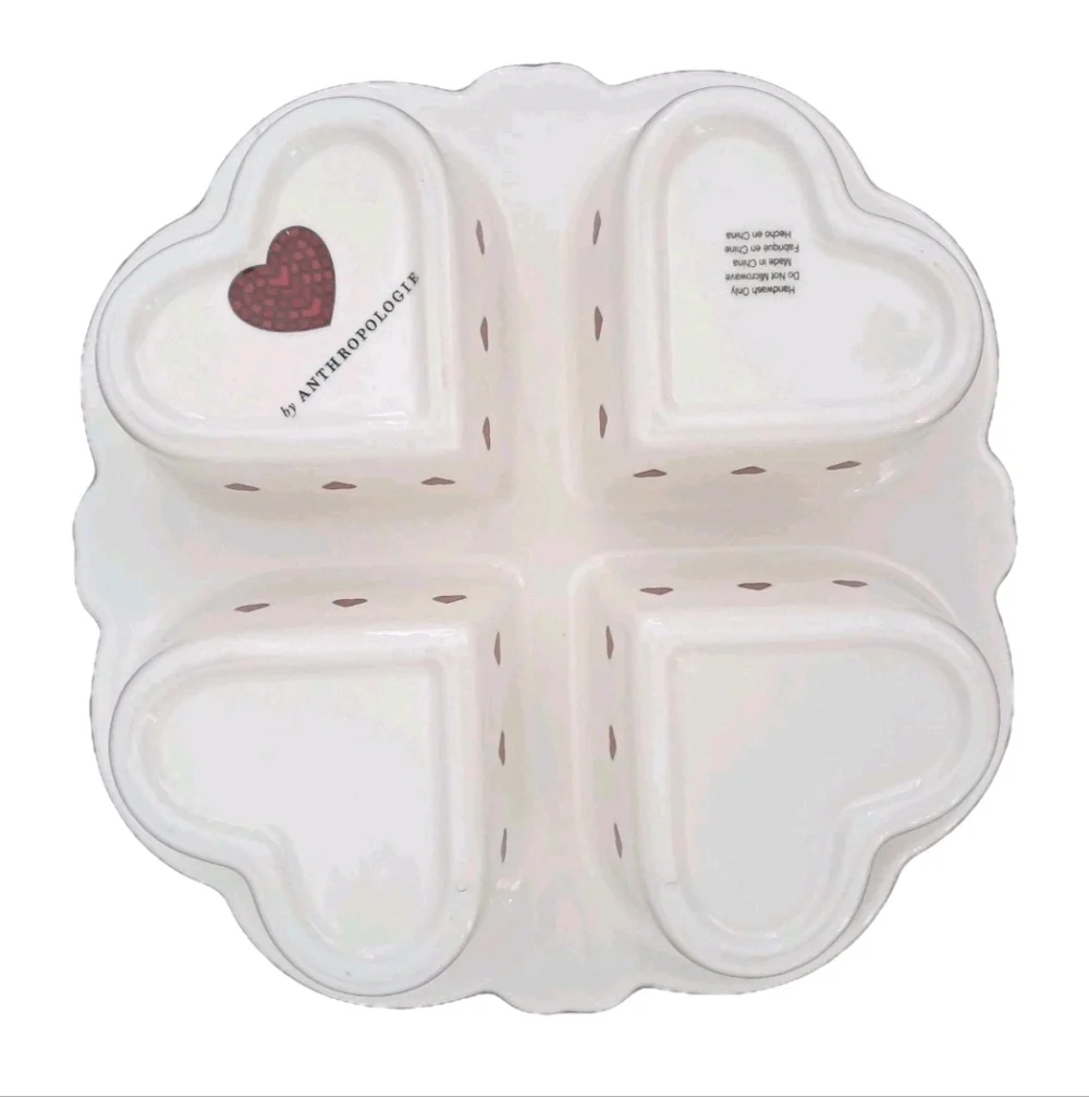 Anthro Bistro Tile Heart Muffin Pan 24k Gold Valentine Stoneware NWT